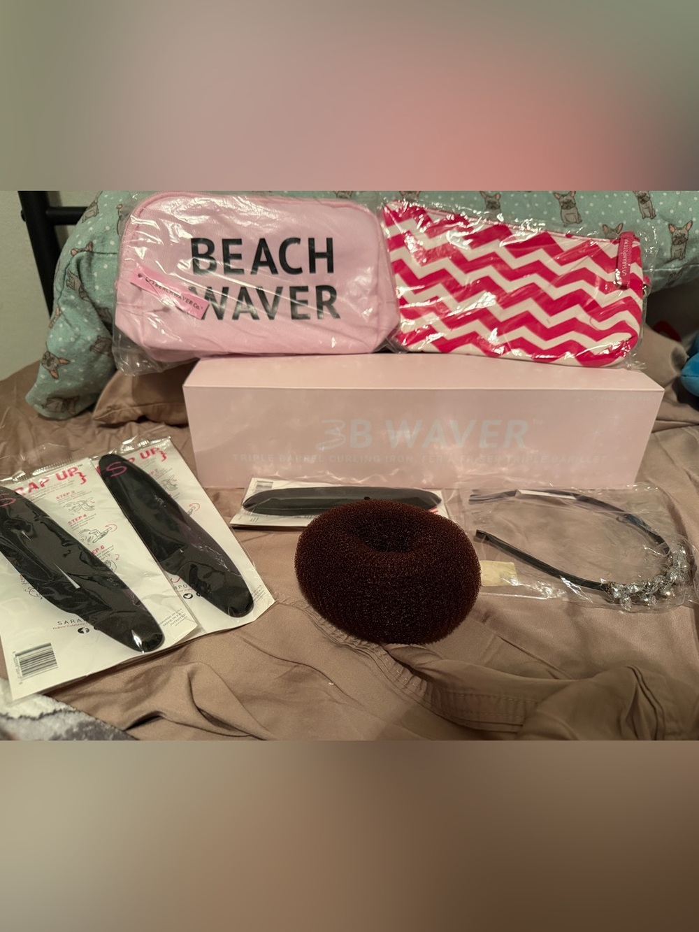 Beachwaver Co. 3B Waver Triple Barrel Hair Waver BUNDLE -Pink Glitter Collection